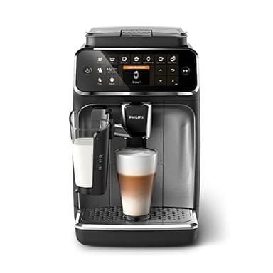 -Philips 4300 Series Macchina da Caffè Automatica - Montalatte LatteGo, 8 Bevande, Display Intuitivo, Nero (EP4346/70)