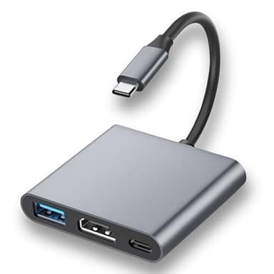 Type C to HDMI, 3 in 1 Adattatore USB C HDMI, USB C to HDMI, con 4K HDMI/USB 3.0/PD Porta, USB-C to HDMI Compatibile con MacBook/Pro/Air/Samsung/Huawei/iPad Pro/S8/S9/ChromeBook(Grigio)