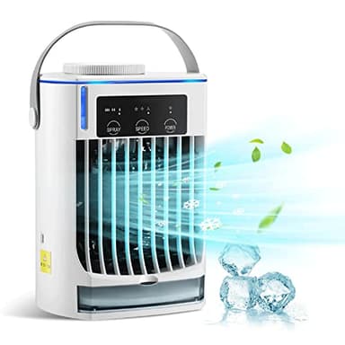 Condizionatore Deumidificatore Portatile, 4 in 1 Portable Air Conditioner Con 3 Velocità Regolabili e 3 Funzioni di Nebbia | Serbatoio da 500 ML per Camera da Letto/Ufficio