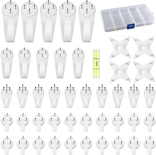 44pezzi Set di Ganci per Quadri Muro, Ganci da Parete Antitraccia, Appendere Quadri Senza Chiodi, Ganci Specchio Muro, Ganci per Appendere Foto,Dipinti,Cappelli, Specchi e Altri Oggetti (5 Dimensioni)