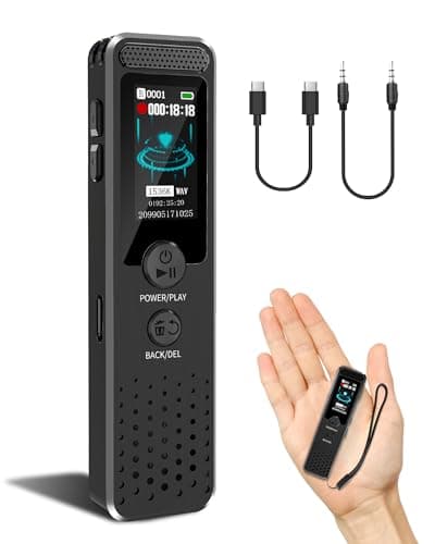 128GB Registratore Vocale Compatto con Riproduzione, Tonnlog 1536Kbps Registratore ad Attivazione Vocale, Registratore Vocale USB-C per Conferenze Riunioni Classi