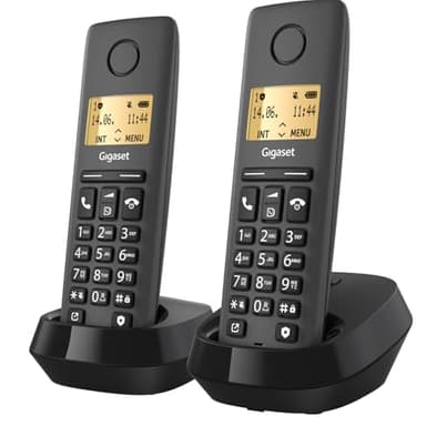 Gigaset PURE 120 Duo - Due Telefoni cordless -Trasferimento delle chiamate tra portatili, Nero Antracite [Compatibile in IT, DE, FR, NL, BE, CHE, AUT]