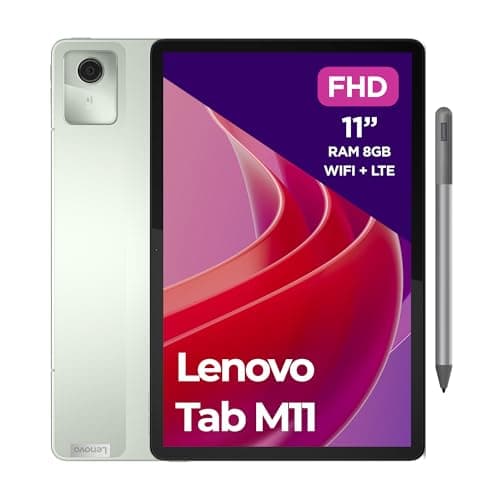 Lenovo Tab M11, Tablet Display 11" WUXGA (1920x1200), MediaTek Helio G88, RAM 8GB, 128GB, WiFi, 4G LTE, Android 13 - Seafoam Green, Penna Inclusa - Esclusiva Amazon