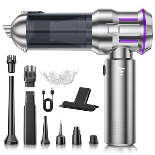 Aspirabriciole Senza Fili, 22000Pa Aspirapolvere Auto 4 in 1 con Scarico Polvere Automatico a un Tocco, Motore Brushless, Aspirazione a 3 Velocità per Casa/Auto/Peli di Animali Aomestici, Argento