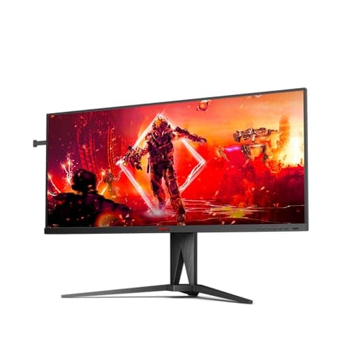 AOC AGON AG405UXC - Monitor da gaming WQHD da 40 pollici, 144 Hz, GtG da 1 ms, HDR400, FreeSync Prem., compatibile G-Sync, (3440x1440, HDMI, DisplayPort, USB-C (90 W PD), hub USB) nero/rosso