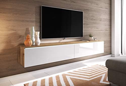Mobile TV 180 cm LOWBOARD D, colore wotan bianco lucido, supporto TV (senza illusione LED)