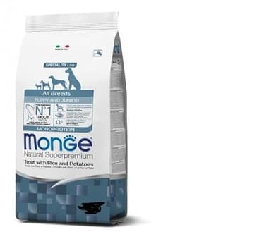 Monge Dog Cane All Breeds Puppy & Junior Trota con Riso e Patate 12 Kg