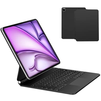 Nuflaz Tastiera per iPad Air 13" (M2 2024/M3 2025) e iPad Pro 12,9" (3ª-6ª Gen) - Magic Keyboard con Trackpad Multi-Touch, Retroilluminata, Ricarica USB-C, QWERTY Italiano, Nero Grigio