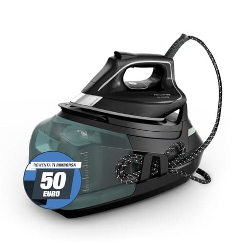 Rowenta Eco Steam Pro Ferro da Stiro a Vapore con Caldaia, Pressione Fino a 7.6 Bar, 2800W, 1.3 Litri, Colpo Vapore 460 g/min, Tecnologia Microsteam 400 HD Laser 3De, Sistema Anti-Calcare, DG9610
