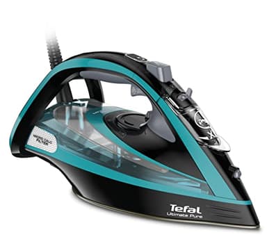 Tefal Ultimate Pure FV9844 ferro da stiro Ferro da stiro a secco e a vapore Durilium Autoclean soleplate Nero, Blu 3200 W