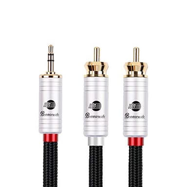 BOAACOUSTIC JIB Qualità Audiofila Cavo Audio Adattatore da Aux 3.5 mm a 2 RCA Maschio, Cavo Splitter Audio Y, per Smartphone/Notebook e Altre Attrezzature a sistemi Hi-Fi 1m, Nero