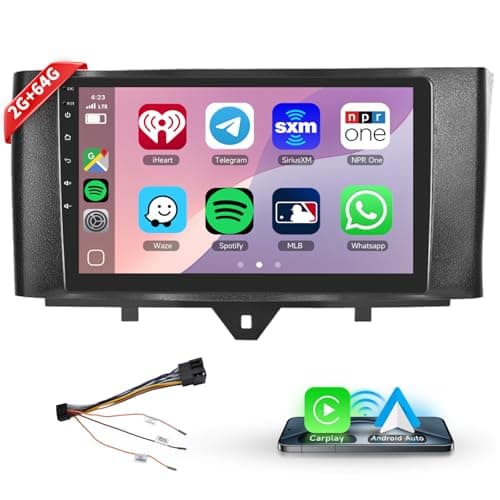 Podofo Carplay Autoradio per Mercedes-Benz Smart 2011-2015, 9" Touchscreen 2G+64G con Wireless Carplay Android Auto, Bluetooth/GPS/WiFi/FM/RDS/SWC/HiFi/USB
