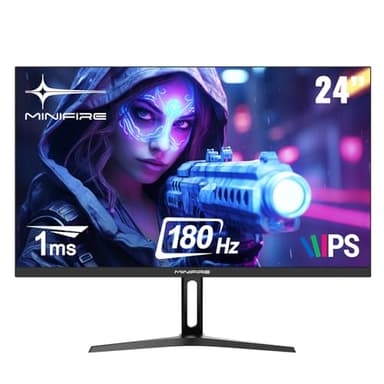 Minifire Monitor Gaming 24" FHD 180Hz, IPS, 1ms,Adaptive Sync,110% sRGB, Mmonitor per computer da gioco, Schermo PC Anti-Flicker & Less Blue Light, 2xHDMI 2.0/1xDP 1.4 Port(MFG24F4 cavo HDMI inclusi)