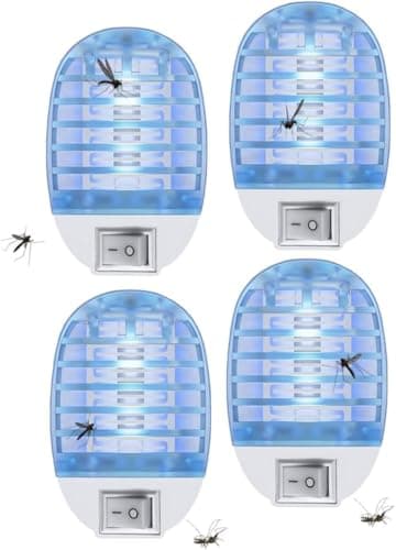 HENESE Lampada Antizanzare Elettrica, Zanzariera Elettrica con Luce, per Casa Giardino Interno Esterno Cucina Soggiorno, per Insetti Zanzare, Mosca,Falene,4 Pack