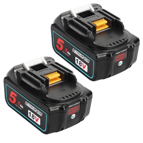 2X Powarobor BL1850B 18V 5.5Ah Batteria di ricambio agli ioni di litio Compatibile con Makita 18Volt BL1830 BL1850 BL1860B con indicatore LED