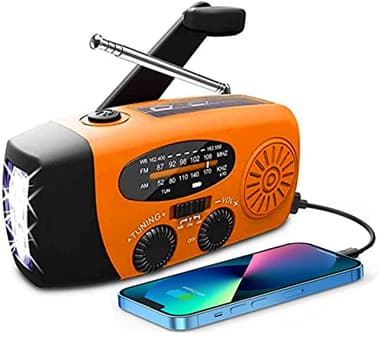 Radio a manovella,Radio WB portatile, 2000mAh Radio solare Bank per illuminazione di emergenza/caricabatterie di telefoni cellulari
