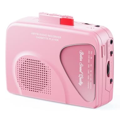 Lettori di Cassette Walkman Registratori Radio AM/FM, Lettore di Cassette Portatile Registra su Nastro Altoparlanti integrati Registrazione Manuale - T201 (rosa)