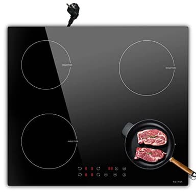 Noxton Domino Piano Cottura a Induzione 4 Fuochi, 60cm, 3500W Piano Cottura Elettrico 4 Piastre Enibau con Spina, Piastra a Induzione con Funzionamento Touch, Timer, Spegnimento Automatico, 220-240V