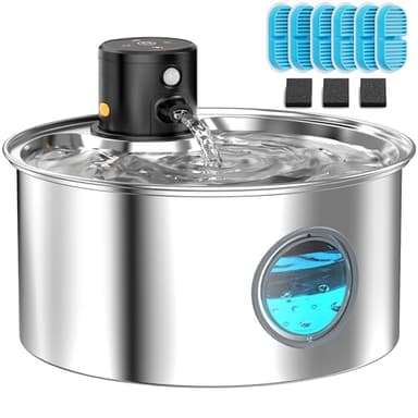Fontanella per Gatti senza Fili: Dispenser Acqua Gatti con Sensore di Movimento - Distributore Acqua Gatti a Batteria Ricaricabile - 3.2L Abbeveratoio per Gatti senza Cavo - con 6 Filtro + 3 Spugna
