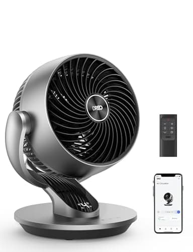 Dreo Ventilatore da tavolo intelligente, 28 dB, diametro di 18 cm, 4 velocità, 5 modalità, timer 12 ore, oscillazione 120° + 90°, telecomando vocale, funzione raffreddamento, Lynx S, argento