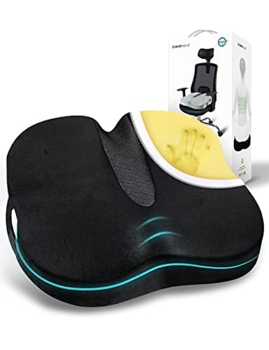 Travel Ease Cuscino Ergonomico per Sedia, Cuscino in Schiuma di Memoria Premium con Base Antiscivolo per Lungo Comfort, Cuscino di Supporto per l'anca per Sedia da Ufficio, Sedile Auto (Nero)