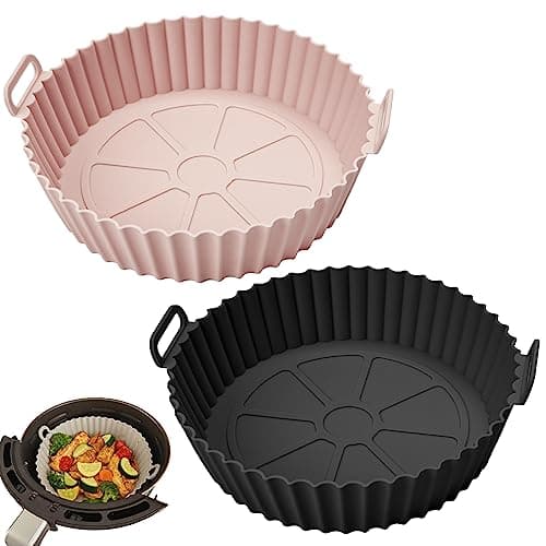 Venforze Silicone per Friggitrice ad Aria, 2 Stampi per friggitrice in silicone, 18cm più spessi 110g Accessori per friggitrice, carta solforata di ricambio riutilizzabile per friggitrici da 3L-5L