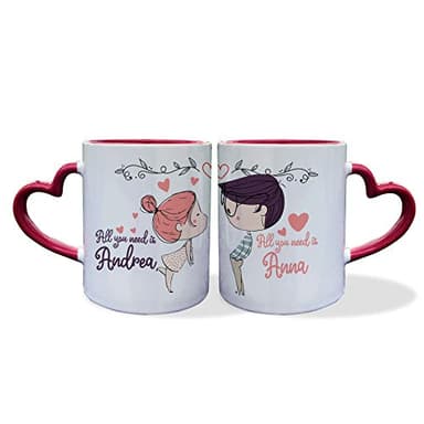 MP CREATIVE SRL Coppia Tazze Mug Personalizzate con Nome Lui e Lei Idea Regalo Speciale San Valentino Natale, 11 Once
