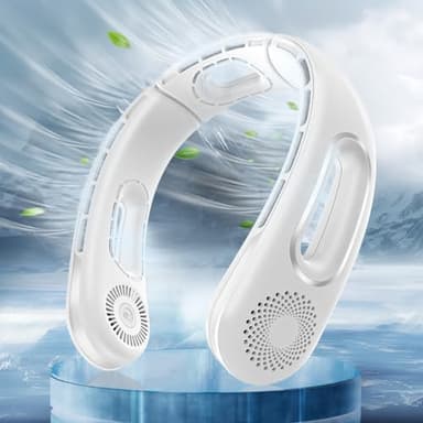 Dnenellr Ventilatore da Collo, Ventilatore Portatile Ricaricabile Senza Lama, Personale A Batteria Da 5200mAh, Indossabile a Mani Libere con 4 Velocità, Regolabile, Silenziosa - Bianco