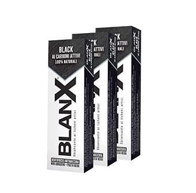 BlanX, Dentifricio Classic Black, Dentifricio con Carbone Attivo Sbiancante, Naturale, Non Abrasivo, per Denti Bianchi, 75 ml - 3 Confezioni