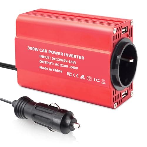Yinleader Power Inverter 300W Inverter da Auto 12V a 230V con 2 Porte USB Invertitore di Potenza