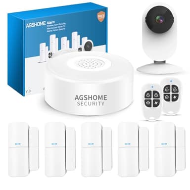 AGSHOME Allarme Casa Senza Fili con Telecamera 1080P per Scenari di Sicurezza Intelligenti, Allarme 120DB Collegato a 2.4 GHz, 9 Kit Allarme Casa Senza Fili Compatibile con Alexa e Google Assistant