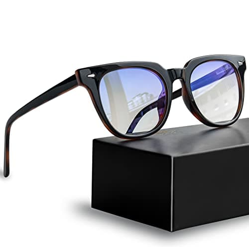 KANASTAL Occhiali anti Luce Blu Uomo Donna Antiriflesso Filtro Luci Blu per Protezione Computer anti Affaticamento Blue Light Glasses Trasparenti Neri per Computer PC Gaming -Nero