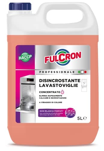 FULCRON Disincrostante Lavastoviglie Concentrato, Elimina Calcare, Incrostazioni e Residui di Grasso, Cura Lavastoviglie Formula Concentrata Anticalcare, Liquido, 5 L