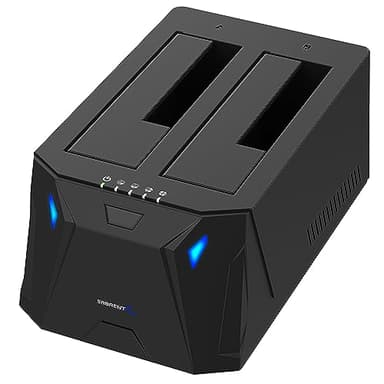 SABRENT Docking Station SSD/Hard Disk esterno/HDD 2.5/3.5 pollici, USB 3.0 Gen 1, 2 slot per SSD/HDD, con alimentatore, per SSD SATA fino a 22TB, con funzione clonatore di Hard Disk (EC-HD2B-EU)