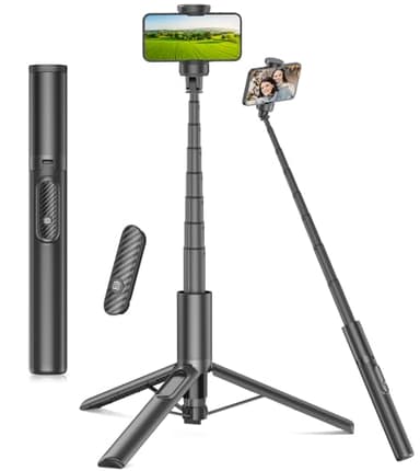 Gahenwo 153cm Treppiede Smartphone Bastone Selfie,Cavalletto per smartphone con Telecomando Wireless e Supporto per Telefono Rotante a 360 gradi, compatibile con smartphone da 4''-7'' pollici