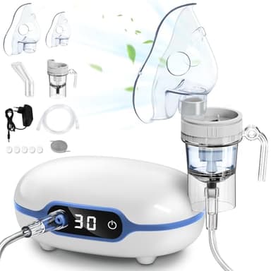 Sentasi Aerosol Portatile per Bambini Adulti Nebulizzatore a Compressore Macchina Inalatore Silenzioso con display LED,Velocità di Atomizzazione Regolabile,per la Cura di Queste Malattie Respiratorie