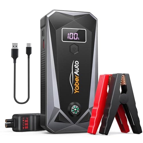 YaberAuto Booster Avviamento Auto 5000A 26800mAh Avviatore Emergenza per Auto(Tutto Benzina/10.0L Diesel) Avviatore Batteria Auto con Cavi Batteria Auto Estesi, intelligente Display LCD e Torcia LED