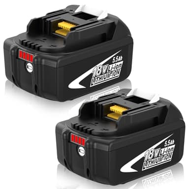 Ibanti 2 pacchi 5.5Ah BL1860B Ricambio per Makita 18V Batteria per BL1850B BL1850 BL1840B BL1840 BL1830 LXT-400 BL1840 BL1845 BL1815 BL1835194204-5 (nero)