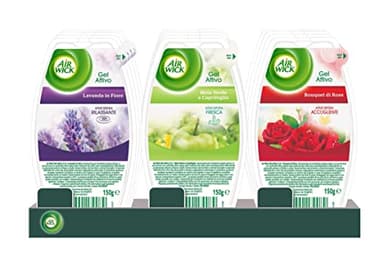 Air Wick Deodorante Ambiente, Assorbiodori, Deodorante Gel, Gel Attivo, 12 Deodoranti Gel, Fragranze Miste 4 Mela Verde e Caprifoglio, 4 Lavanda, 4 Bouquet di Rose