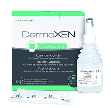 DERMOXEN Lavande Vaginali contro Vaginiti e Vaginosi. Con Acido Ialuronico, Timo, Aloe Vera, Prebiotici. 5 Flaconi da 100ml