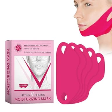 V Line Lifting Maschera per doppio mento tonificante, 5 pezzi doppio mento lifting maschera viso anti-rughe, a forma di V, a forma di V, per collagene, per doppio mento