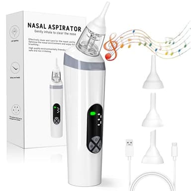 Yeerain Aspiratore Nasale Neonato Elettrico, Aspiratore Muco per Bambini con 3 Punte in Riutilizzabili Silicone, Musica e Luce per Neonati Bambini Piccoli Neonati