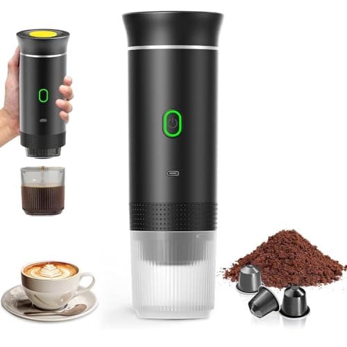 PZCC Macchina per caffè portatile, 3 in 1, per caffè espresso, riscaldamento elettrico, 12 V, macchina da caffè ricaricabile, per ufficio, viaggio, casa, compatibile con capsule espresso e caffè