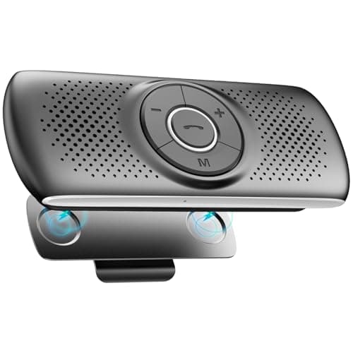 AGPTEK Vivavoce Auto Bluetooth 5.0 con Siri Assistente Comandi Vocali di Google Altoparlante Kit e Scheda TF Supporto per Aletta Parasole Connessione Automatica, Nero