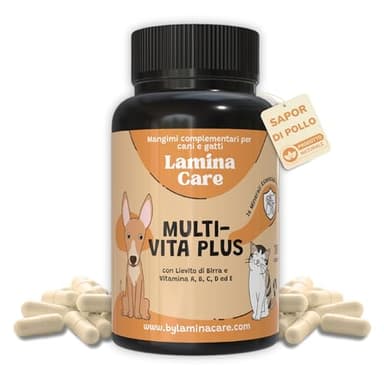 Lamina Care - Multi Vitamine per Cani e Gatti per Sostenere Sistema Immunitario, Articolazioni, Difese, Salute Oculare, Ossea, Dentale, Manto e Pelle, Integratori per Cani con Vitamine A B C D ed E