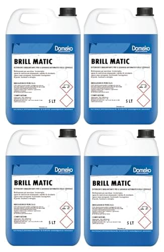 Domeko- BRILLANTANTE Liquido Professionale per LAVASTOVIGLIE LAVABICCHIERI E TAZZINE 4 Pezzi X 5 LT
