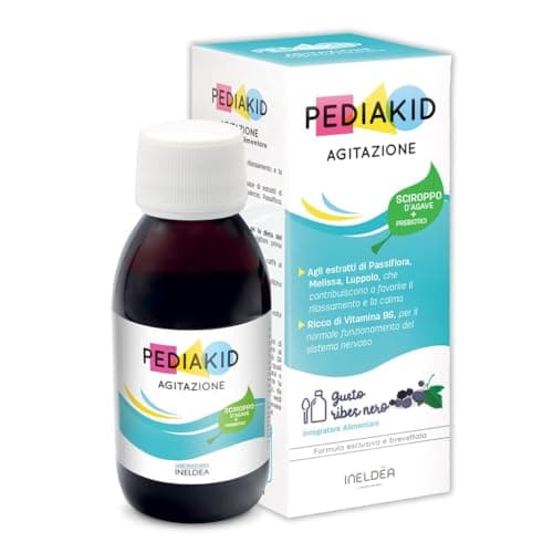 PEDIAKID - Agitazione - Integratore alimentare - Formula esclusiva al sciroppo d'Agave - Favorisce la calma - Riduce l’agitazione - Gusto ribes nero - Flacone 125 ml