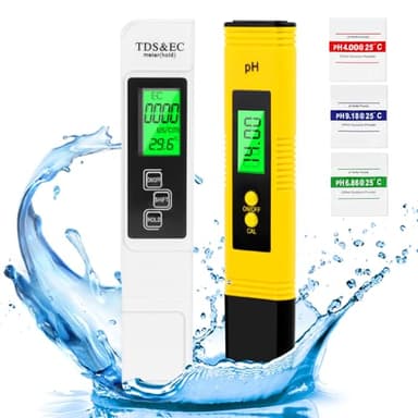 4 in 1 TDS PH EC Temperatura,Digitale Misuratore PH, TDS EC Temperatura Misuratore, Auto-Calibrazione, Retroilluminato Misuratore PH acqua,per Acqua Potabile,Piscina,Acquario,Piscina