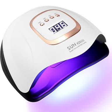Zawaer Lampada Uv Led Unghie, Asciuga Smalto 380W con Display Digitale, Sensore Automatico 4 Impostazioni Timer, Perline Lampada da 81 Pezzi Strumenti Professionali per Nail Art per Salone e Casa