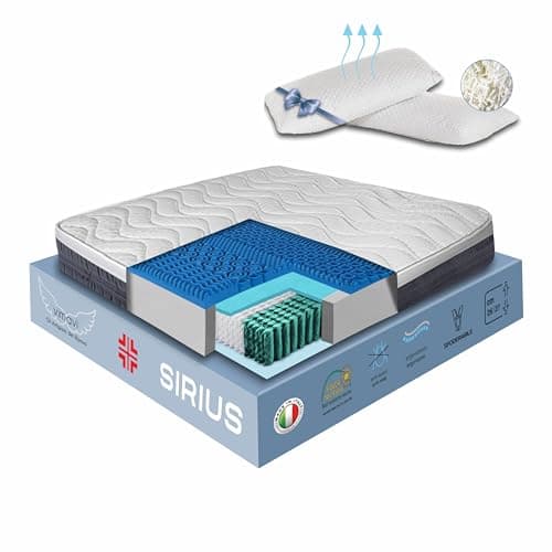 vimavì Materasso Matrimoniale Molle Insacchettate e Memory Foam BluGel 160x200 - H26/27 cm - Disp. Medico - Sfoderabile e Anallergico - Coppia Cuscini Omaggio - Termoregolante - Made in Italy - SIRIUS